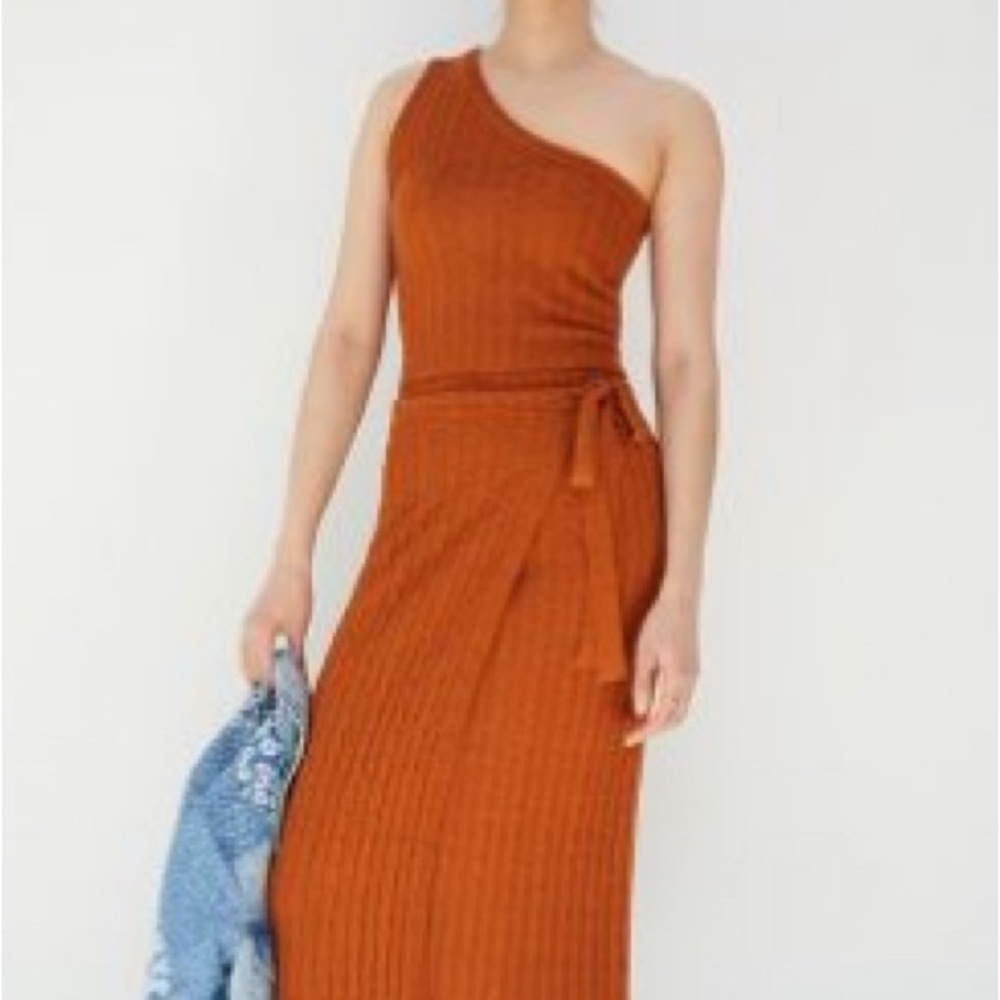 Rust One-Shoulder Knit Set